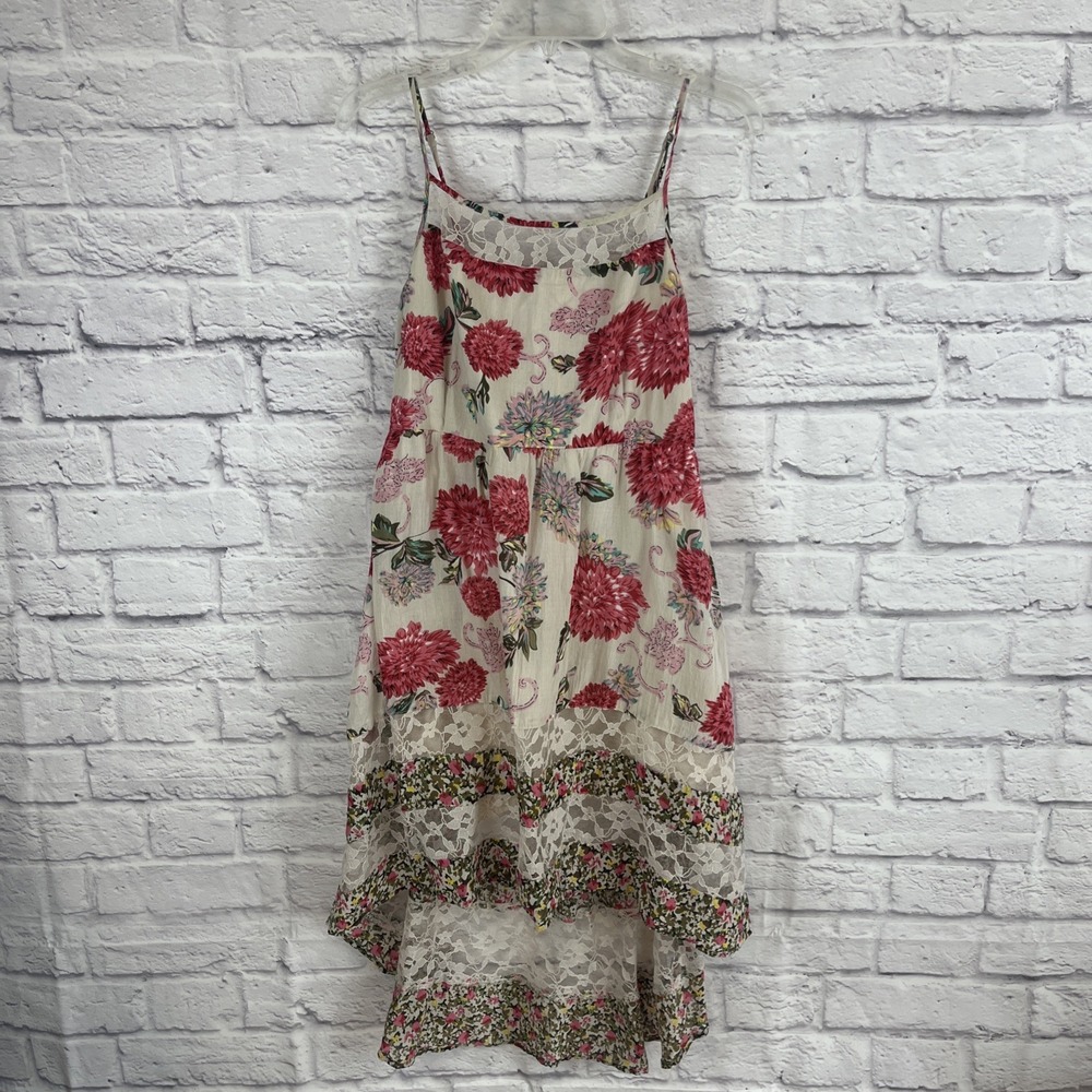 Band Of Gypsies Y2K Boho Fairy Floral & Lace Slip Dress High Low Hem Size Large